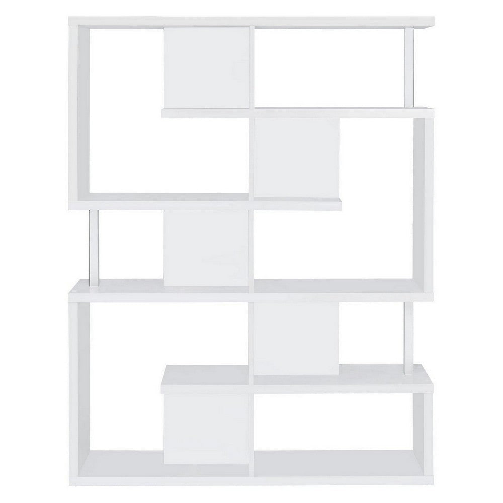 Splendid white bookcase With Chrome Support Beams CCA-800310