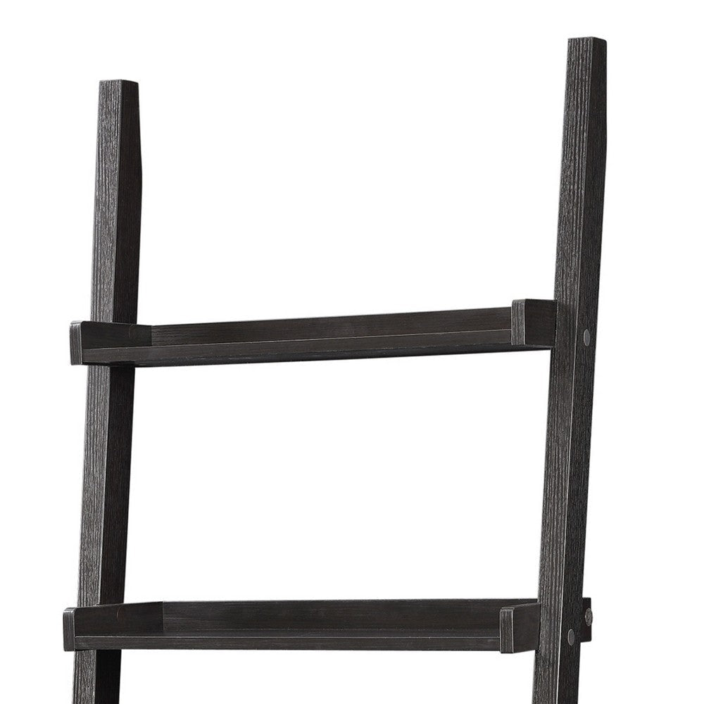 Sleek Wooden Ladder Bookcase with 5 Shelves Brown CCA-800338