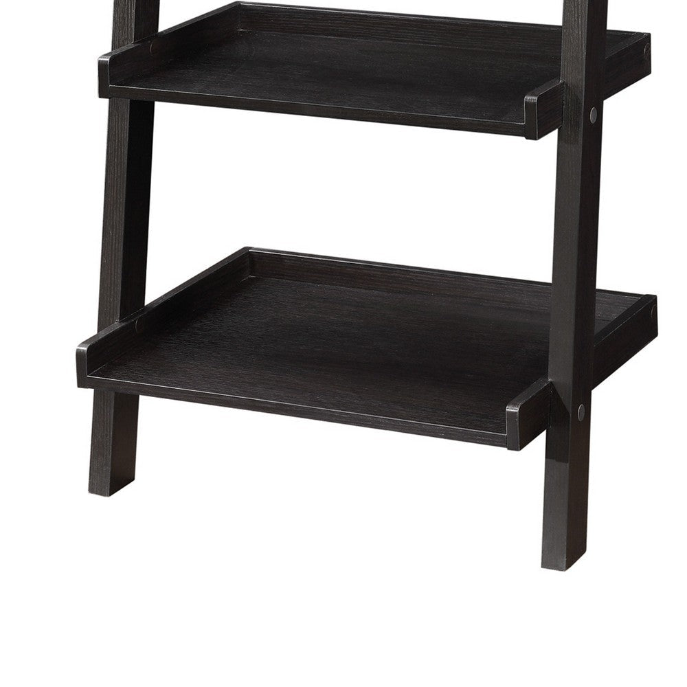 Sleek Wooden Ladder Bookcase with 5 Shelves Brown CCA-800338