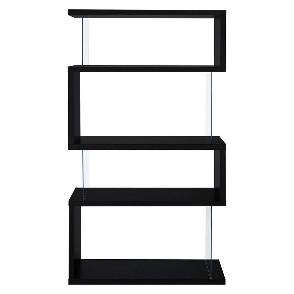 Asymmetrical Snaking Wooden Bookcase Black CCA-800340