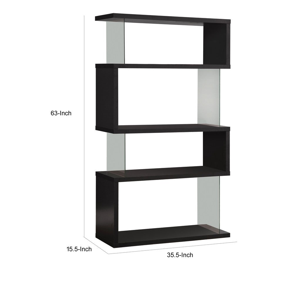 Asymmetrical Snaking Wooden Bookcase Black CCA-800340