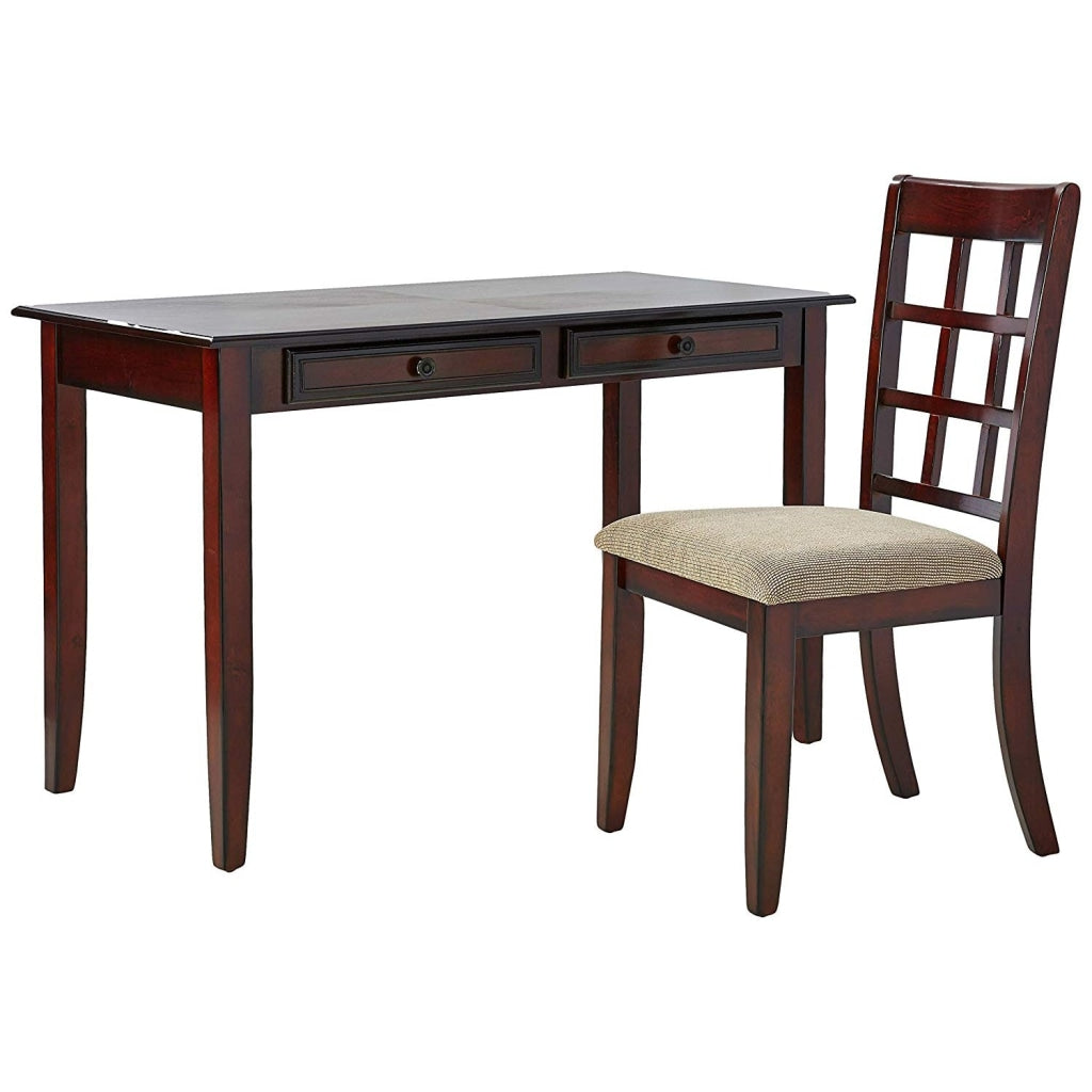 Transitional 2 Piece Wooden Desk Set Brown CCA-800778