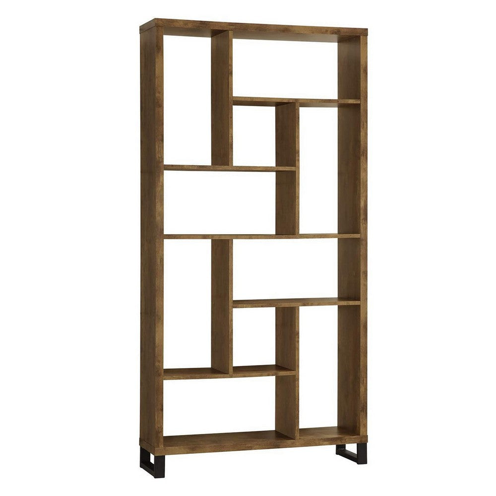 Metal and Wood Modern Style Bookcase with Multiple Shelves Brown CCA-801236