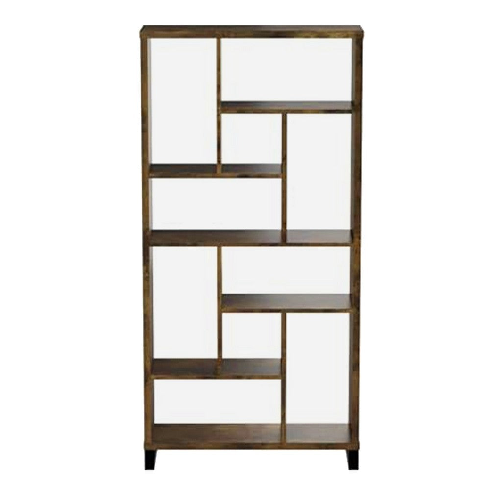 Metal and Wood Modern Style Bookcase with Multiple Shelves Brown CCA-801236