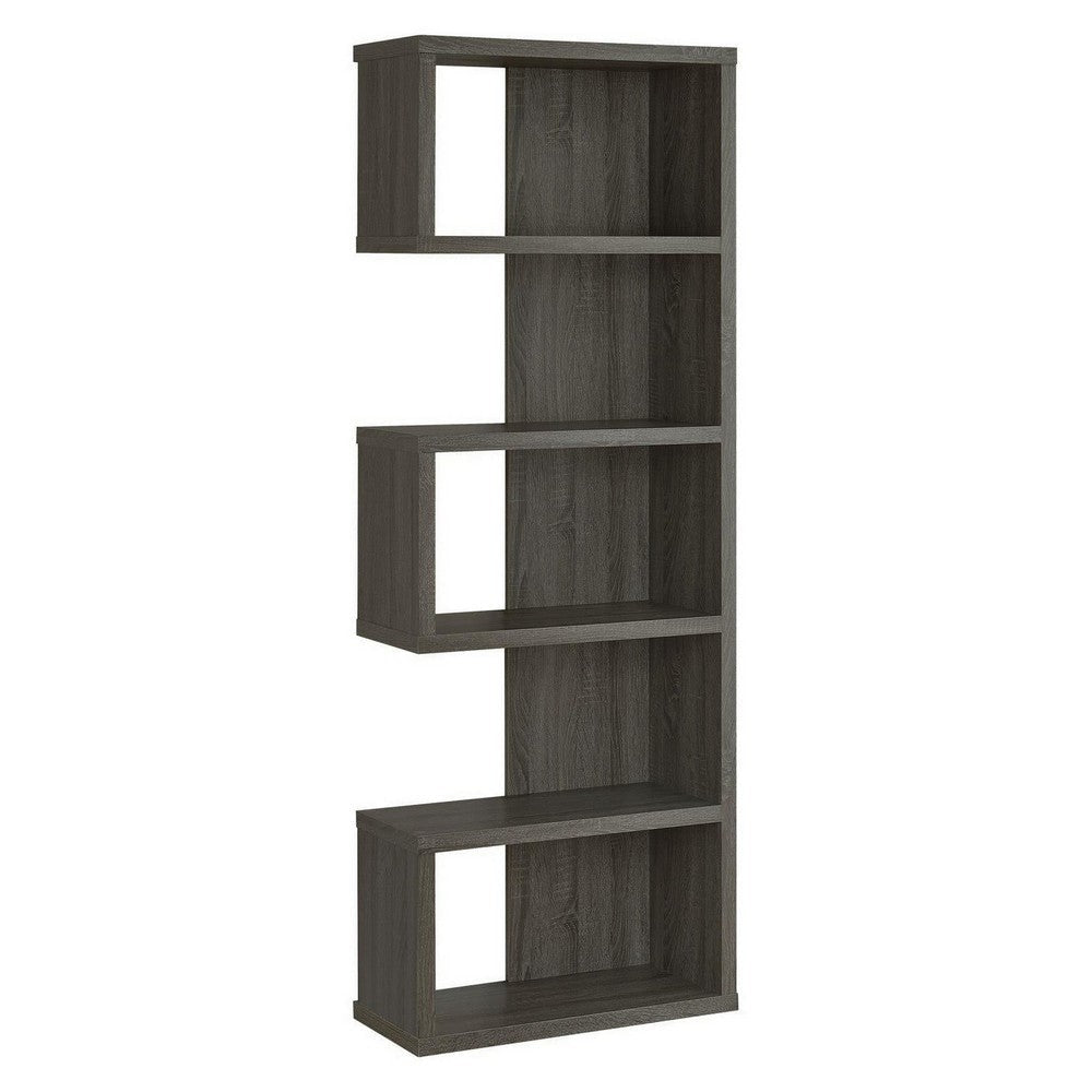 Sturdy Semi-Backless Wooden Bookcase Gray CCA-800552