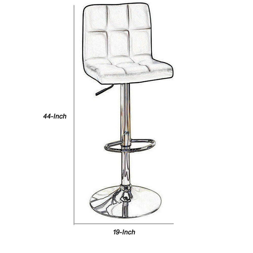 Armless Chair Style Bar Stool With Gas Lift Black And Silver Set of 2 By Poundex PDX-F1565