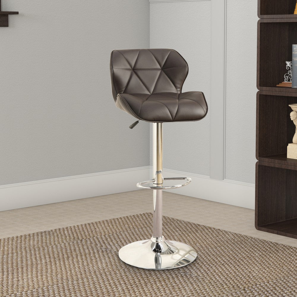 Barstool with Gaslight In Tufted Leather Dark Brown Set of 2 By Poundex