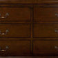 6 Drawer Wooden Dresser with Antique Pulls and Molded Top Brown By Casagear Home BM171939