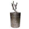 21 Inch Lidded Metal Jar Textured Body Branched Finial Silver By Casagear Home BM180986