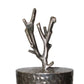 21 Inch Lidded Metal Jar Textured Body Branched Finial Silver By Casagear Home BM180986