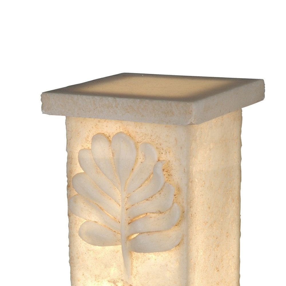 Polyresin Pedestal With Embossed Leaf Design Cream By Casagear Home BM181052