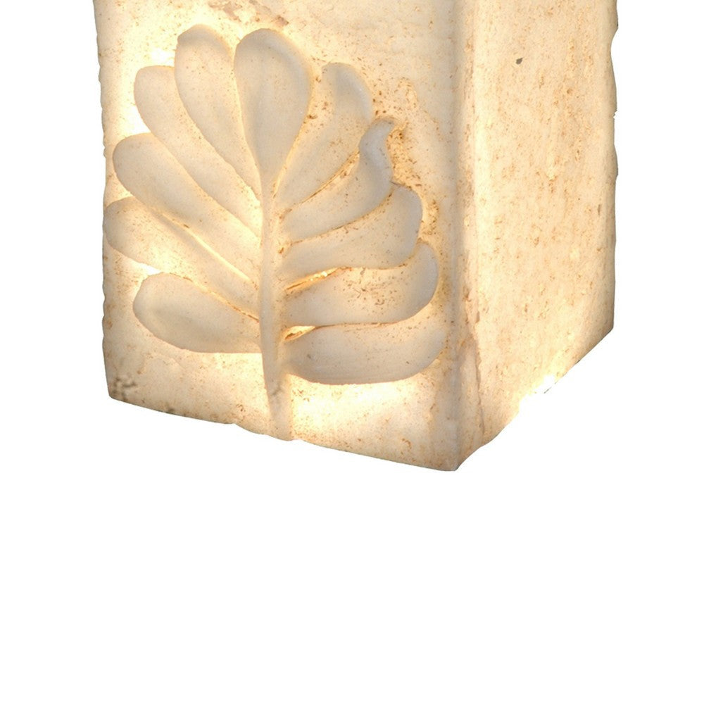 Polyresin Pedestal With Embossed Leaf Design Cream By Casagear Home BM181052