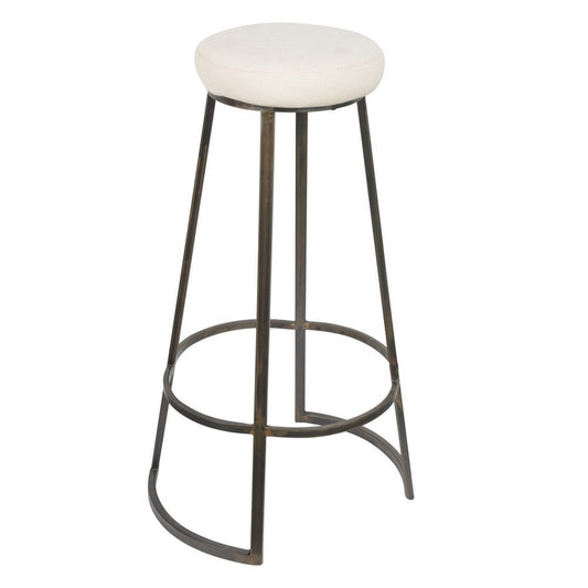 Metal Framed Backless Counter Stool With Polyester Seat, Black & White By Casagear Home