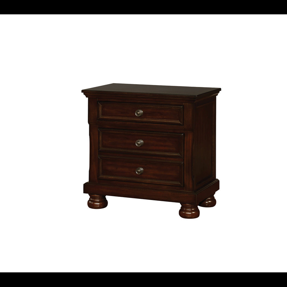 3 Drawer Wooden Night Stand In Cherry Brown By Casagear Home FOA-CM7590CH-N