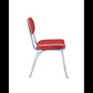 Dining Side Chair Set of 2 Retro Red Faux Leather Chrome Metal Legs CCA-2450R