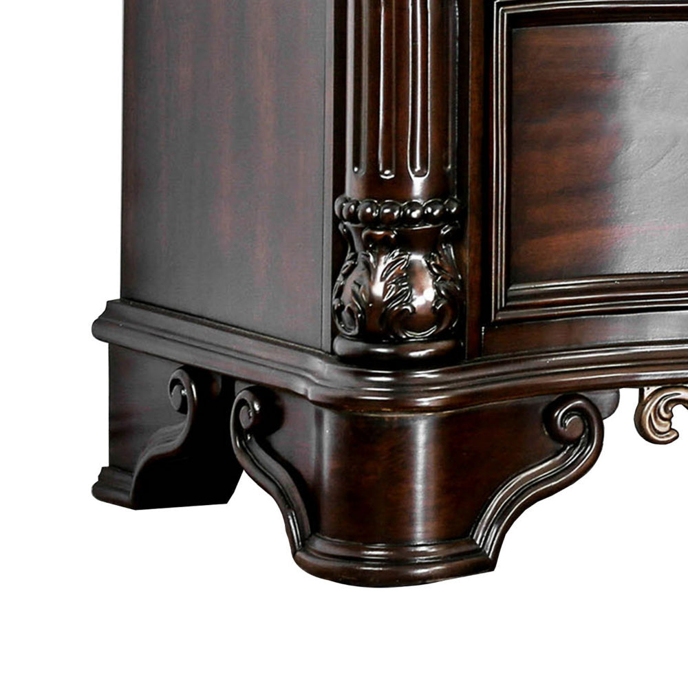 Transitional Wood Night Stand With Genuine Marble Top Brown By The Urban Port BM182950