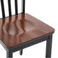 Wooden Seat Dining Chair with Slatted Backrest Set of 2 Brown and Black by Casagear Home BM183350