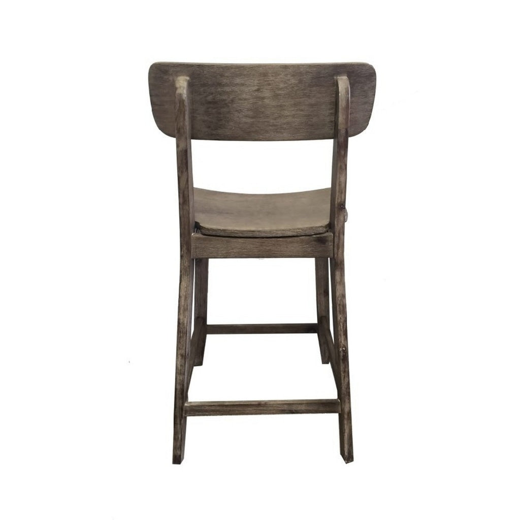 Curved Seat Wooden Frame Counter Stool with Cut Out Backrest Gray by Casagear Home BM183426