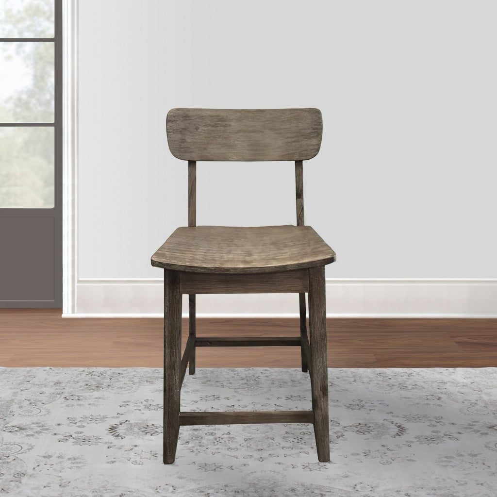 Curved Seat Wooden Frame Counter Stool with Cut Out Backrest, Gray by Casagear Home