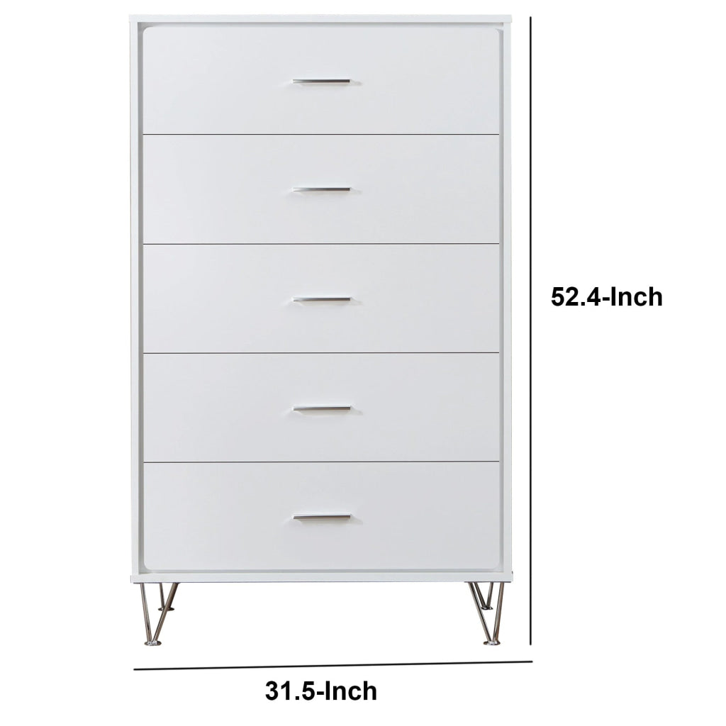 Contemporary Style Wooden Chest with Five Drawers White - AMF-97364 AMF-97364