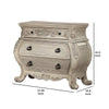 Three Drawer Wooden Nightstand With Scrolled Feet Antique White AMF-27013