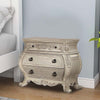 Three Drawer Wooden Nightstand With Scrolled Feet, Antique White