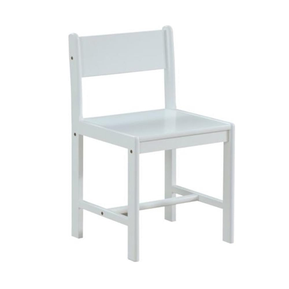 17 Inch Modern Side Chair, Low Open Panel Back, White Wood Finish - BM185519