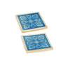 Square Shaped Ceramic Coaster with Intricate Detail Blue and Cream Set of Four By Casagear Home BM185938