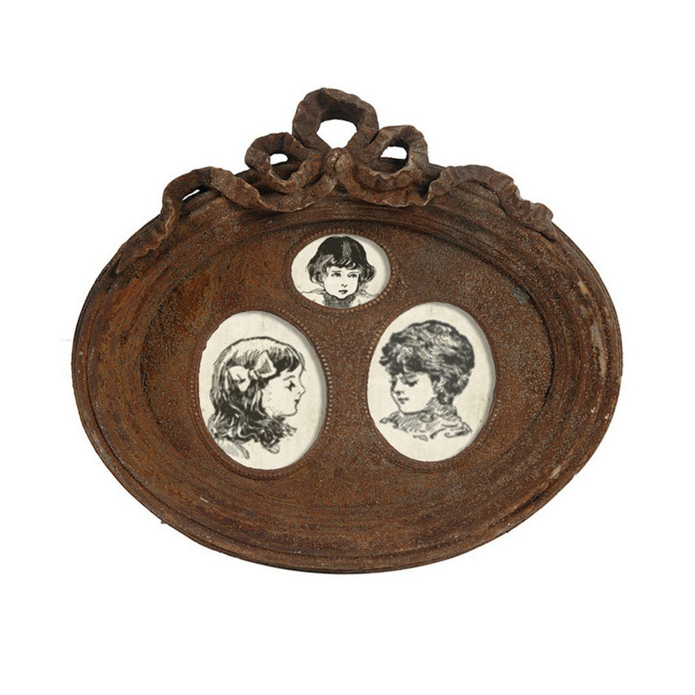 Traditional Style Rustic Photo Frame in Ceramic Set of Two Brown By Casagear Home BM185960