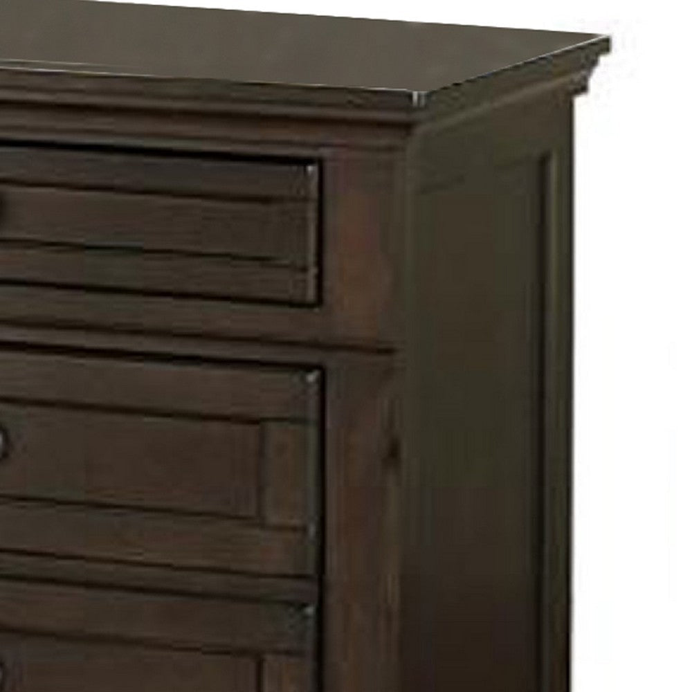 Wooden Mid Century Design Night Stand Chest With Hidden Drawer Dark Brown By Casagear Home BM185981