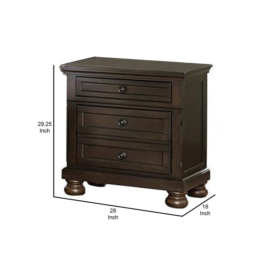 Wooden Mid Century Design Night Stand Chest With Hidden Drawer Dark Brown By Casagear Home BM185981