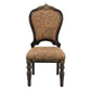 Wooden Tuscan Style Side Chair With Fabric Upholstery Set of 2 Cherry Brown By Casagear Home BM186013