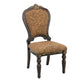 Wooden Tuscan Style Side Chair With Fabric Upholstery Set of 2 Cherry Brown By Casagear Home BM186013