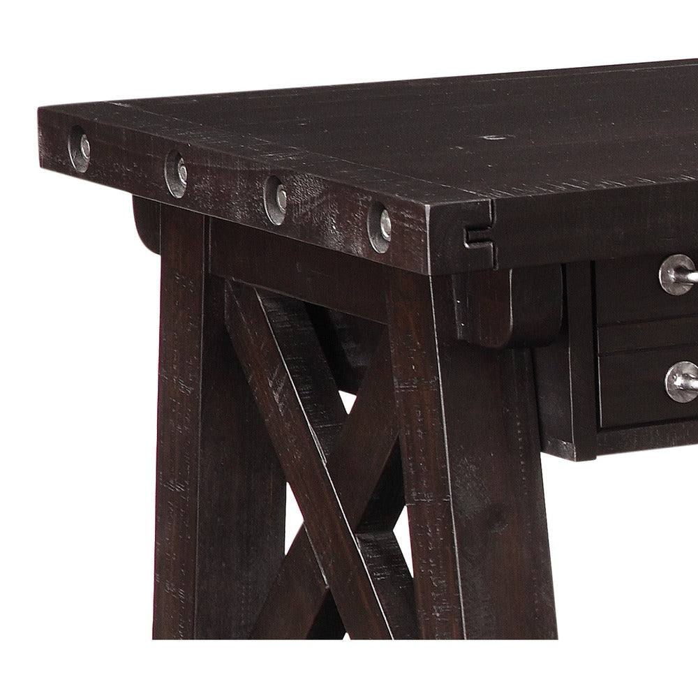 Wooden Desk with Sleek Drawer Storage and Crossed Side Bracing Brown By Casagear Home MSF-7YC996D