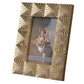 Rectangular Shaped Polyresin Photo Frame with Mirror and Pyramid Like Design Gold By Casagear Home BM187949