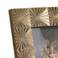 Rectangular Shaped Polyresin Photo Frame with Mirror and Pyramid Like Design Gold By Casagear Home BM187949