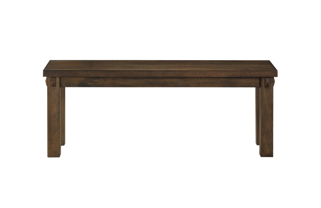 Poplar Wood Dining Side Bench with Thick Block Legs Brown - 73163 AMF-73163