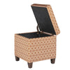 Geometric Patterned Square Wooden Ottoman with Lift Off Lid Storage Orange and Cream - K7380-F1447 By Casagear Home KFN-K7380-F1447