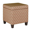 Geometric Patterned Square Wooden Ottoman with Lift Off Lid Storage Orange and Cream - K7380-F1447 By Casagear Home KFN-K7380-F1447