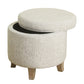 Fabric Upholstered Round Wooden Ottoman with Lift Off Lid Storage Gray and Brown - K7490-A810 By Casagear Home KFN-K7490-A810