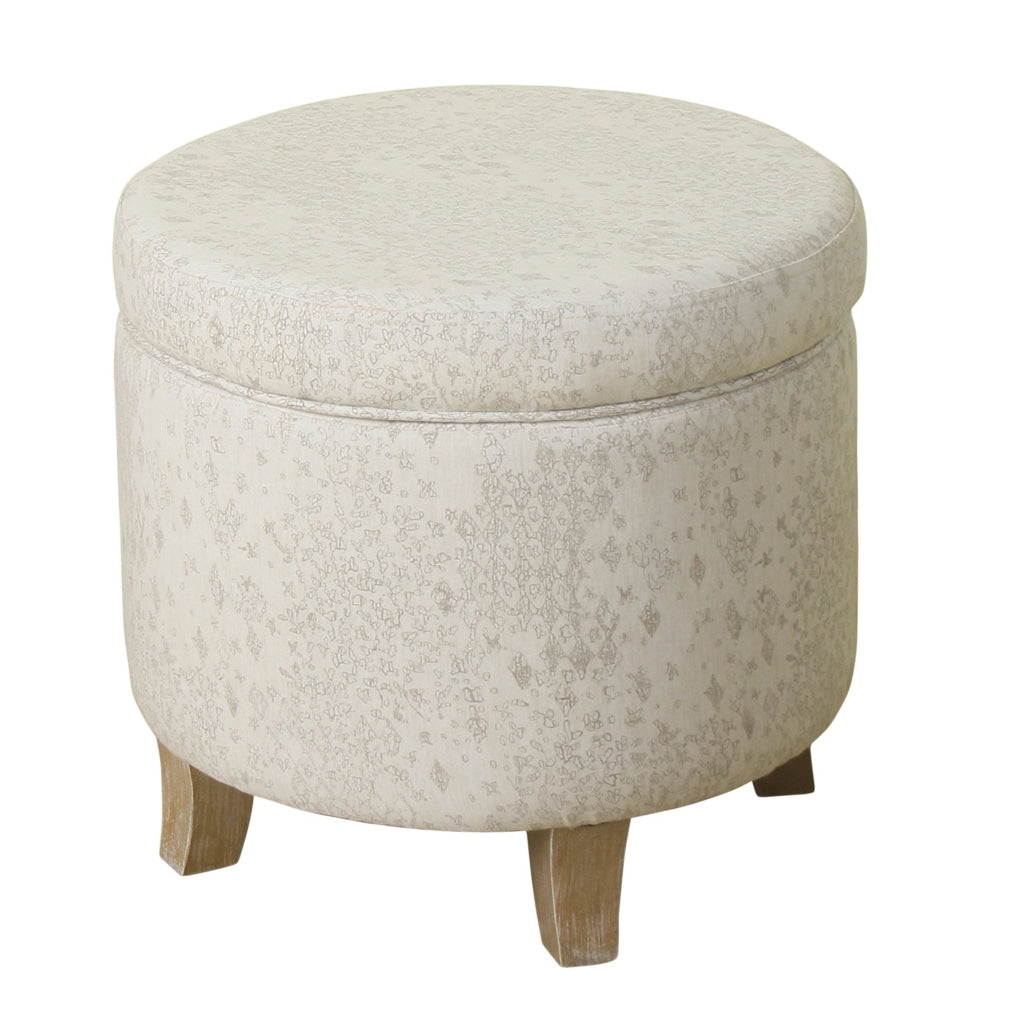 Fabric Upholstered Round Wooden Ottoman with Lift Off Lid Storage Gray and Brown - K7490-A810 By Casagear Home KFN-K7490-A810