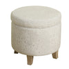 Fabric Upholstered Round Wooden Ottoman with Lift Off Lid Storage Gray and Brown - K7490-A810 By Casagear Home KFN-K7490-A810