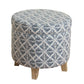 Round Shaped Fabric Upholstered Wooden Ottoman with Lift Off Lid Storage Blue and White - K7490-A811 By Casagear Home KFN-K7490-A811