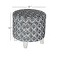 Round Shaped Fabric Upholstered Wooden Ottoman with Lift Off Lid Storage Blue and White - K7490-A811 By Casagear Home KFN-K7490-A811