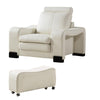 Faux Leather Upholstered Wooden Sofa Chair and Ottoman Set White By Casagear Home BM194467