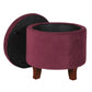 Button Tufted Velvet Upholstered Wooden Ottoman with Hidden Storage Red and Brown - K6171-B119 By Casagear Home KFN-K6171-B119