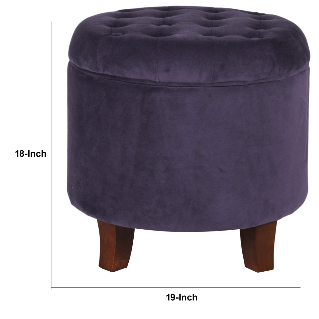 Button Tufted Velvet Upholstered Wooden Ottoman with Hidden Storage Purple and Brown - K6171-B204 By Casagear Home KFN-K6171-B204