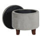 Button Tufted Velvet Upholstered Wooden Ottoman with Hidden Storage Light Gray and Brown - K6171-B214 By Casagear Home KFN-K6171-B214