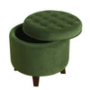 Button Tufted Velvet Upholstered Wooden Ottoman with Hidden Storage Green and Brown - K6171-B228 By Casagear Home KFN-K6171-B228