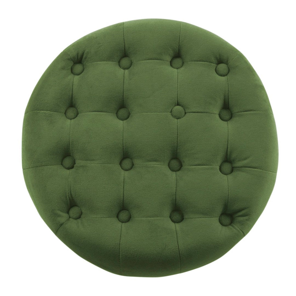 Button Tufted Velvet Upholstered Wooden Ottoman with Hidden Storage Green and Brown - K6171-B228 By Casagear Home KFN-K6171-B228